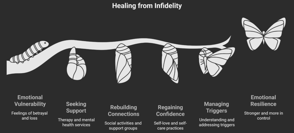 Heartbroken person reflecting on how to move forward after a partner cheats